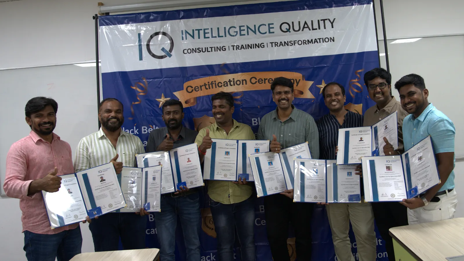 Lean Six Sigma Master Black Belt certification ceremony at Intelligence Quality